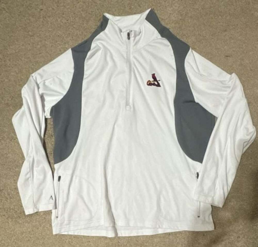 Antigua St. Louis Cardinals Quarter-Zip Size XL White Pullover